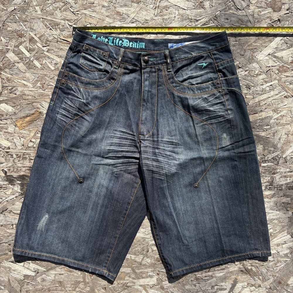 Azzure Jean Shorts Size 38 Dark Wash 38x15 Denim Y2K Hip Hop Cotton Relaxed Fit